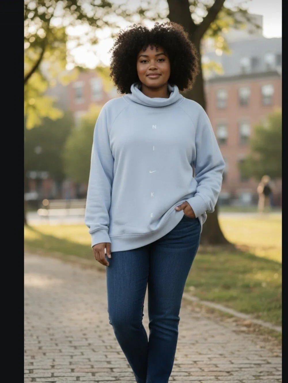 Nike Women's Baby Blue Cowl Neck Pullover Sweatshirt